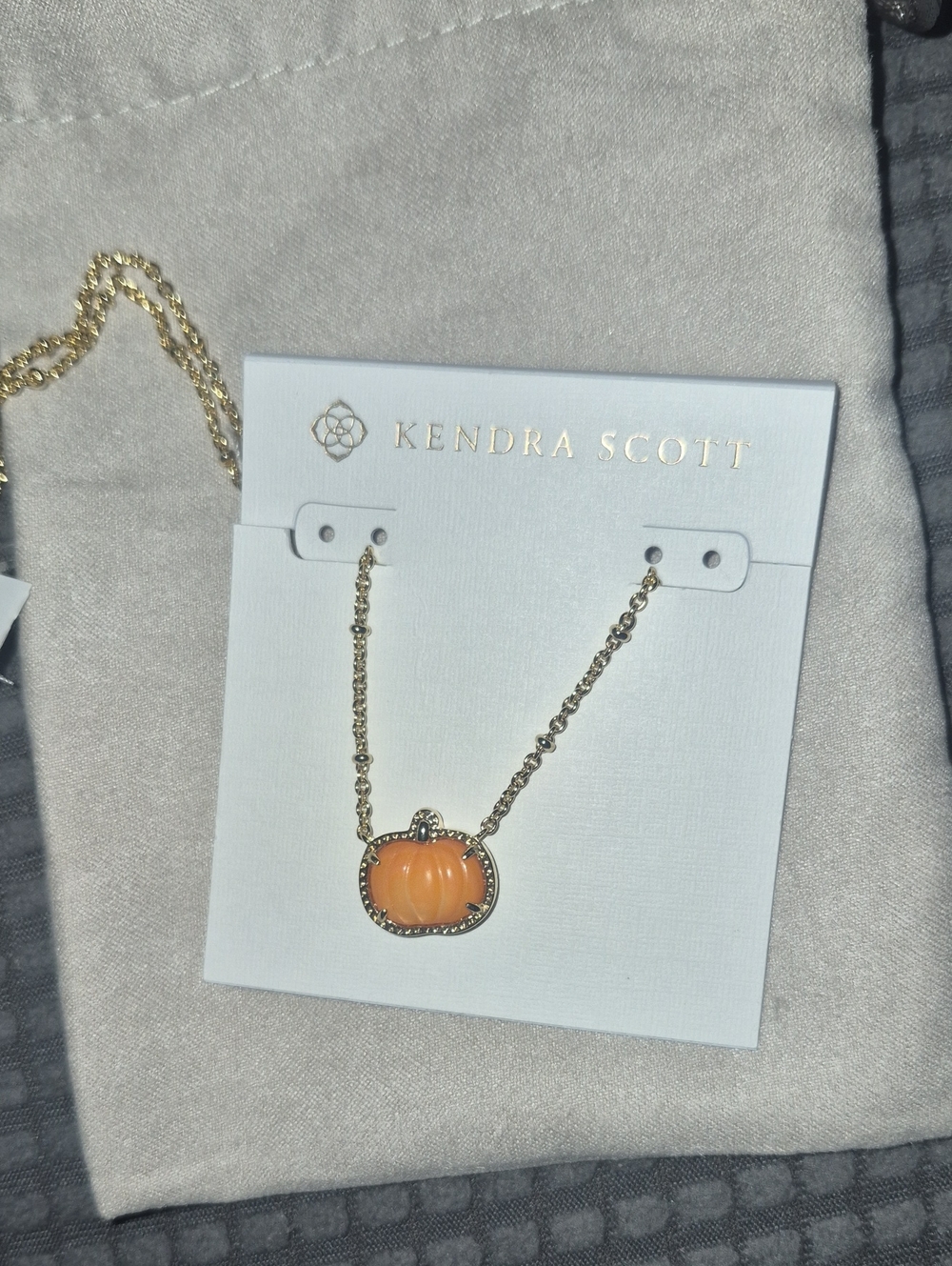 Kendra Scott Gold Pumpkin Pendant Necklace with Orange Stone